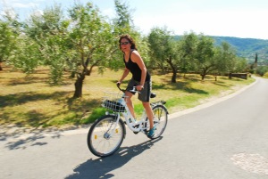 pedalling past olive groves in coastal Slovenia.